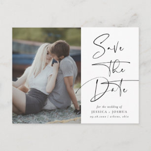 Modern Calligraphy Photo Save the Date Postcard