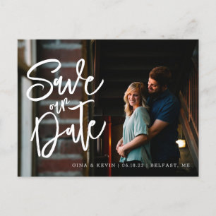 Modern Calligraphy Photo Save the Date Postcard