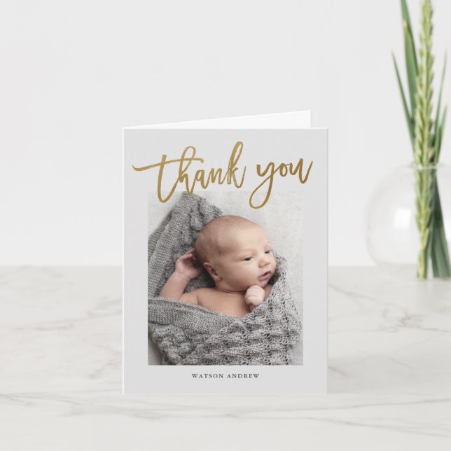 Modern Calligraphy photo thank you note (Front)