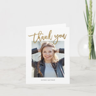 Modern Calligraphy photo thank you note Card