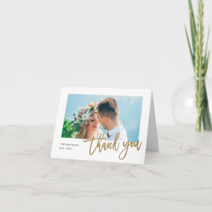 Modern Calligraphy photo thank you note Card