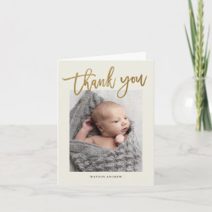 Modern Calligraphy photo thank you note Card
