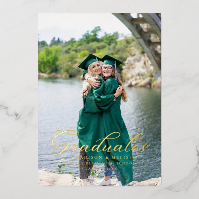 Modern Calligraphy Photo Twin Graduation  (Front)