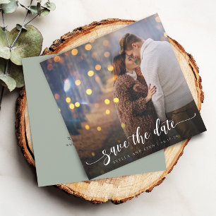 Modern Calligraphy Photo Wedding Save The Date