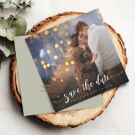 Modern Calligraphy Photo Wedding Save The Date<br><div class="desc">Modern calligraphy with swish tail and your favourite photo wedding announcement save the date.</div>