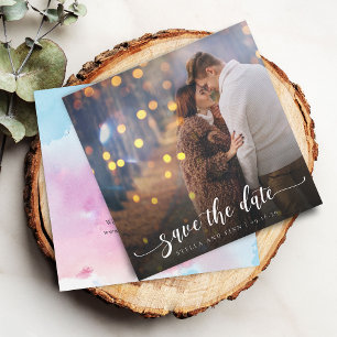Modern Calligraphy Photo Wedding Save The Date