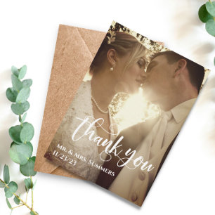 Modern Calligraphy Photo Wedding Thank You Budget Card