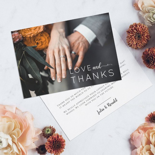 Modern Calligraphy Photo Wedding Thank You Card (Creator Uploaded)