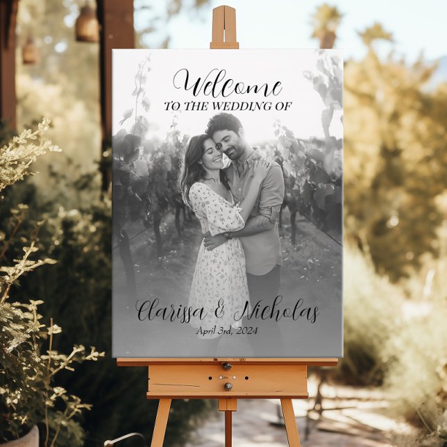 Modern calligraphy photo wedding welcome poster (Creator Uploaded)
