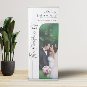 Modern Calligraphy Photo Wedding Welcome Retractable Banner