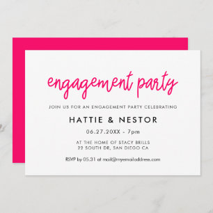 Modern calligraphy Pink Engagement party Invitation