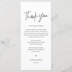 Modern calligraphy Place Setting Thank You Card