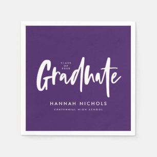 Modern Calligraphy Purple Graduation Party Napkin