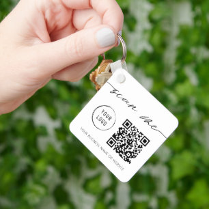 Modern Calligraphy QR Code Logo White Key Ring