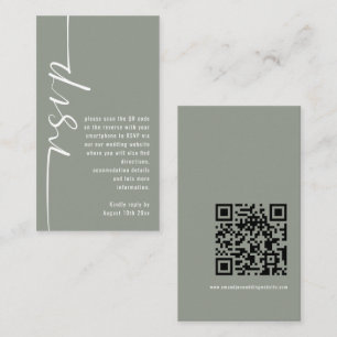 Modern Calligraphy QR Code Sage Wedding RSVP Enclosure Card