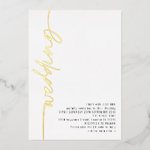 Modern Calligraphy QR Code Wedding Real Foil Invi