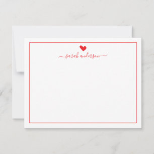 Modern Calligraphy Red Heart Personalized Card