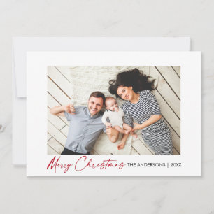 Modern Calligraphy Red Ink Script Christmas Photo Holiday Card