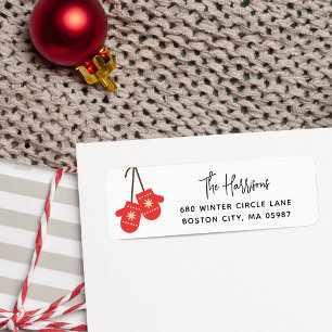 Modern Calligraphy Red Mittens Return Address
