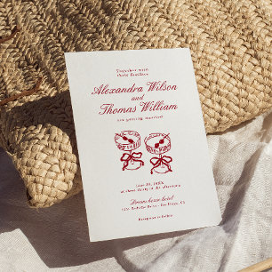 Modern Calligraphy Red Wedding Invitation