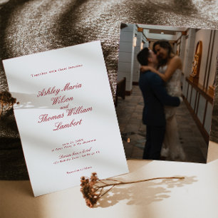 Modern Calligraphy Red Wedding Invitation