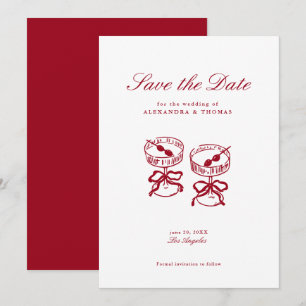 Modern Calligraphy Red Wedding Save the Date Invitation
