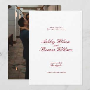 Modern Calligraphy Red Wedding Save the Date Invitation