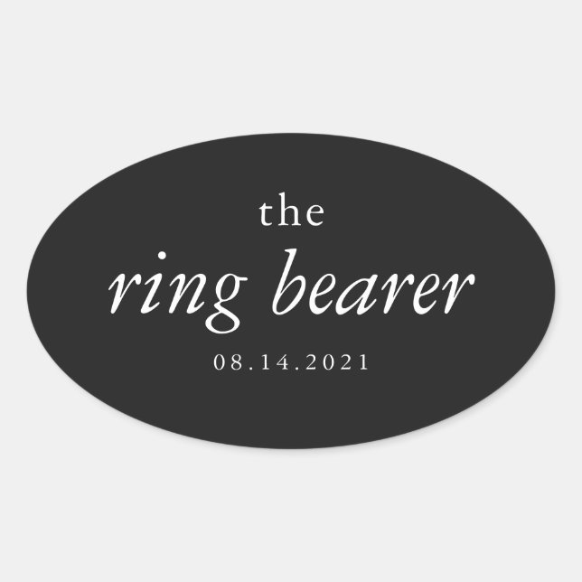 Modern Calligraphy Ring Bearer Wedding  Oval Stick Oval Sticker (Front)