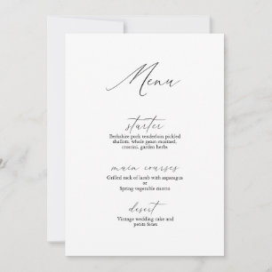 Modern Calligraphy Romantic Wedding Menu Invitation