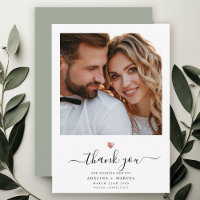 Modern Calligraphy Rose Gold Heart Wedding Photo