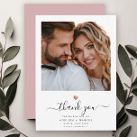 Modern Calligraphy Rose Gold Heart Wedding Photo Thank You Card<br><div class="desc">This modern chic printed rose gold heart thank you note features hand-lettered script calligraphy alongside your names in elegant serif typography under your favourite wedding photo. This is the blush pink and white version.</div>