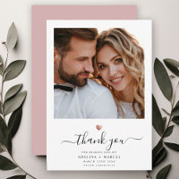 Modern Calligraphy Rose Gold Heart Wedding Photo