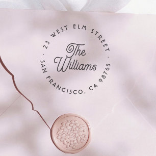 Modern Calligraphy Round Return Address Rubber Stamp
