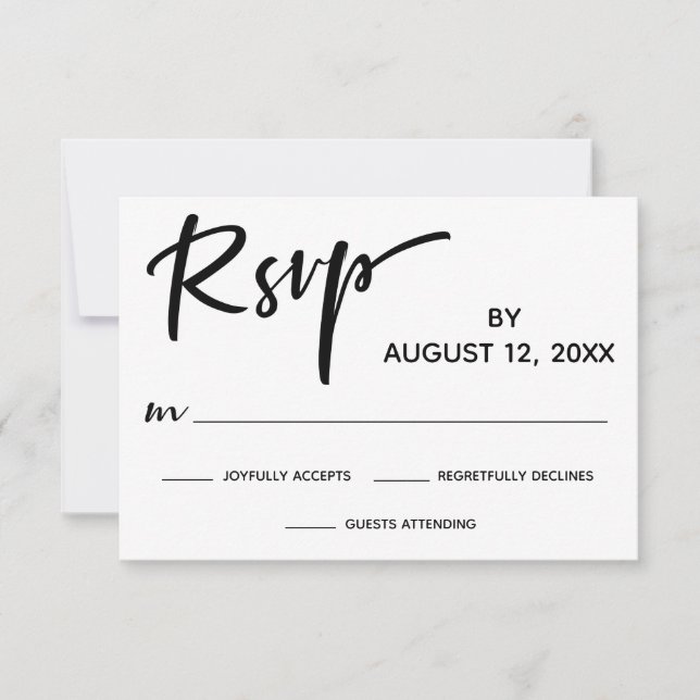 Modern Calligraphy RSVP with Gold Stripe Back Card (Front)