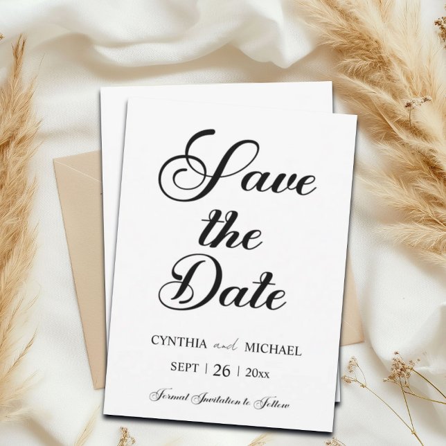 Modern Calligraphy Save the Date Announcement Card (Creator Uploaded)
