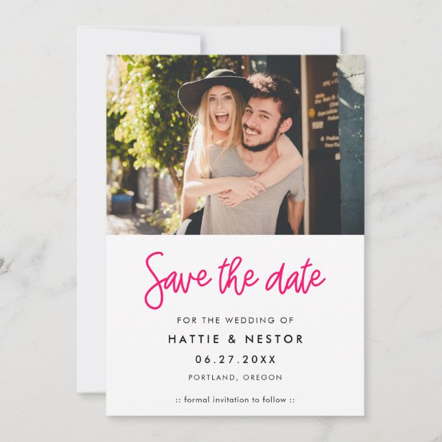 Modern calligraphy Save the date photo (Front)