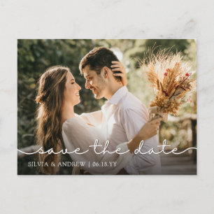 Modern Calligraphy Save the Date Photo Postcard