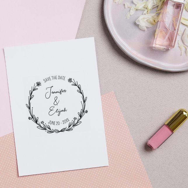 Modern Calligraphy Save the Date Wedding    Rubber Stamp (Creator Uploaded)