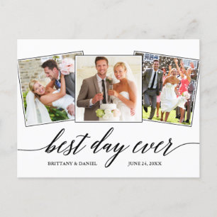 Modern Calligraphy Script 3 Photo Best Day Ever Postcard