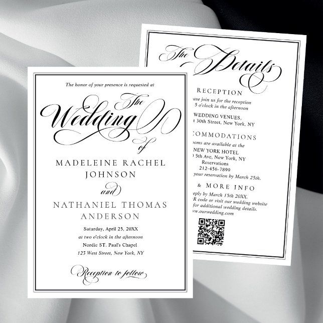 Modern Calligraphy Script Budget Formal Wedding Invitation (Creator Uploaded)