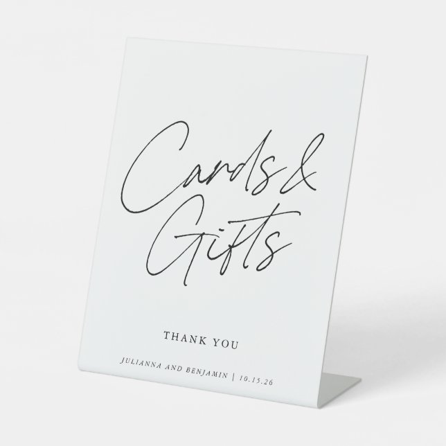 Modern Calligraphy Script Cards and Gifts Wedding  Pedestal Sign (Front)