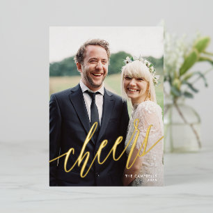 Modern Calligraphy Script Cheers Happy New Year Foil Holiday Card
