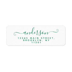 Modern Calligraphy Script Classic Green Last Name