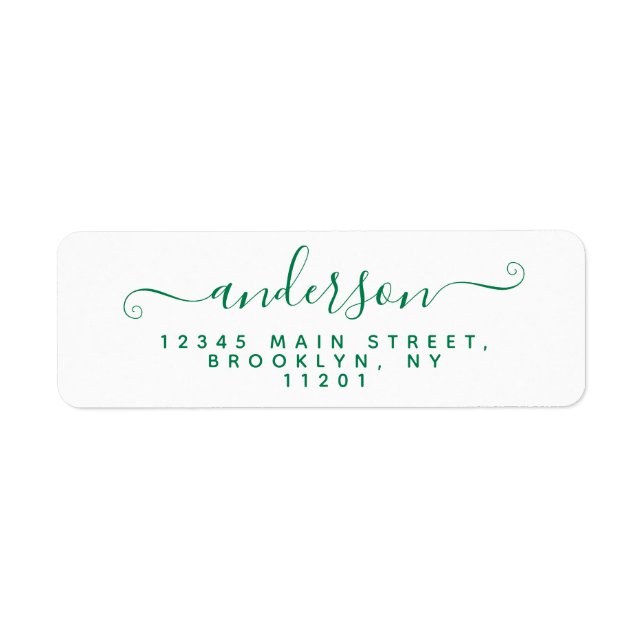 Modern Calligraphy Script Classic Green Last Name (Front)