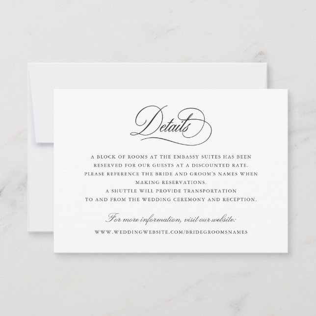 Modern Calligraphy Script Elegant Details Insert Invitation (Front)