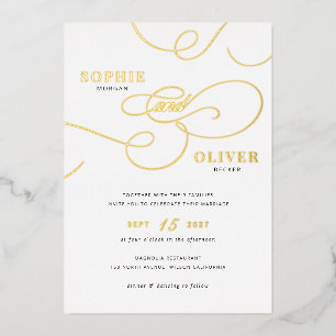 Modern Calligraphy Script Elegant Wedding Gold
