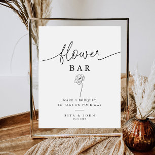 Modern Calligraphy Script Flower Bar Wedding Sign