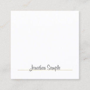 Modern Calligraphy Script Gold White Cool Template Square Business Card
