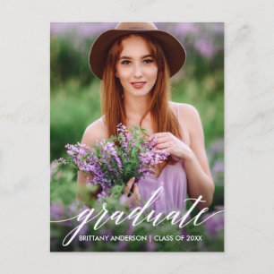 Modern Calligraphy Script Graduate Photo Postcard