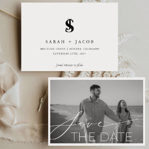 Modern Calligraphy Script Horizontal Wedding Photo Save The Date